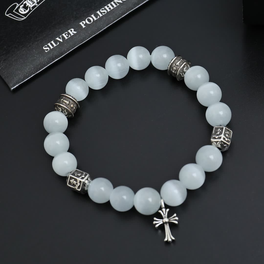 Chrome Hearts Beaded Bracelet with Cross Design